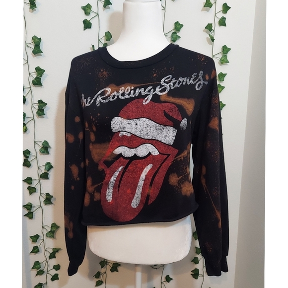The Rolling Stones Christmas Cropped Sweatshirt Medium - Picture 1 of 9